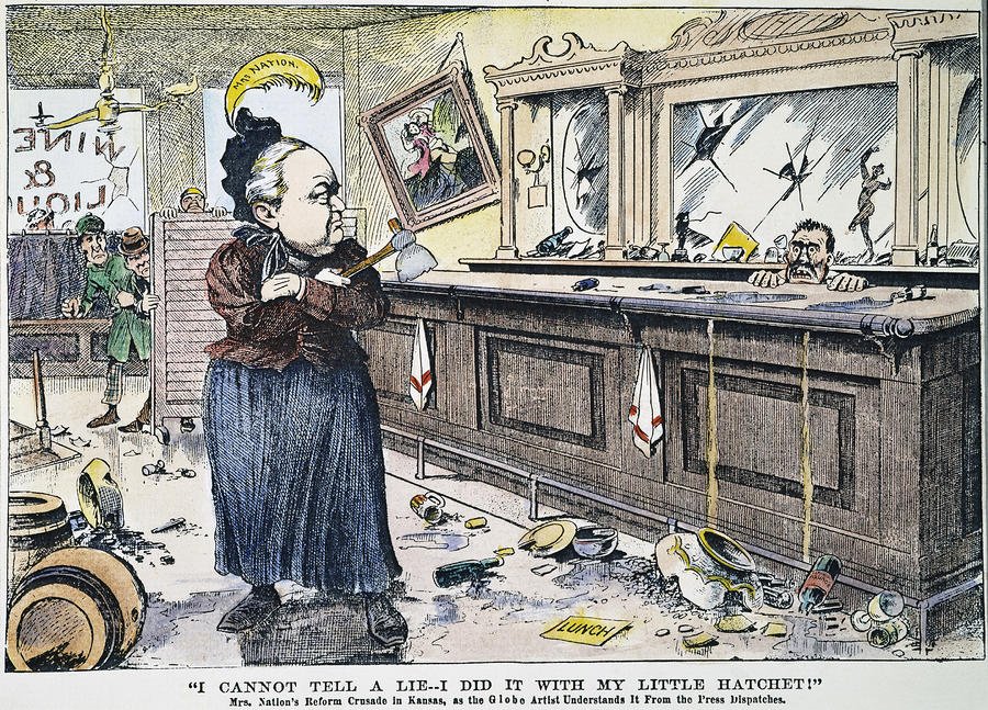 caricatura de Carrie A Nation